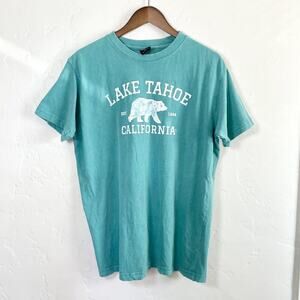 Vintage High Camp Outfitters Size Large T-Shirt - Green Lake Tahoe 100% Cotton